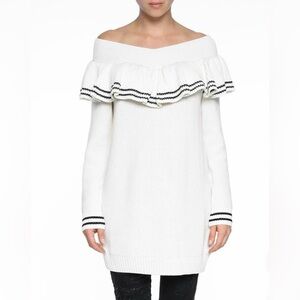 GUC Self-Portrait- Off White Off-Shoulder Sweater Dress. Size M